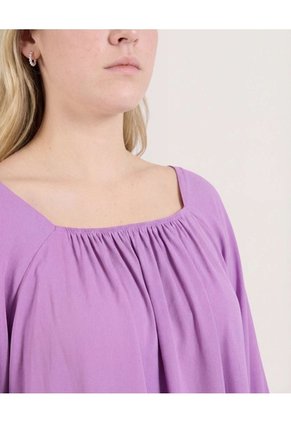 Blusa Manga 3/4 Escote Cuadrado Para Mujer Morado Ostu