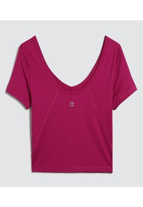 Camiseta Para Mujer Ostu Color Fucsia Material 89% Poliéster 11% Elastano