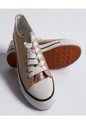 Tenis Para Mujer Canvas Color Dorado Marca Ostu #40720146