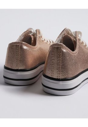 Tenis Para Mujer Canvas Color Dorado Marca Ostu #40720146
