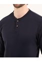 Camiseta Para Hombre Manga Larga Cuello Henley Color Azul Marca Ostu #60091569 de Ostu