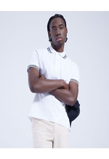 Polo Para Hombre Cuello Tejido Sin Bolsillo Color Blanco Marca Ostu #60110533