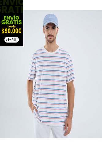 Camiseta Para Hombre Manga Corta Cuello Redondo Color Crema Marca Ostu #60091665 Ostu