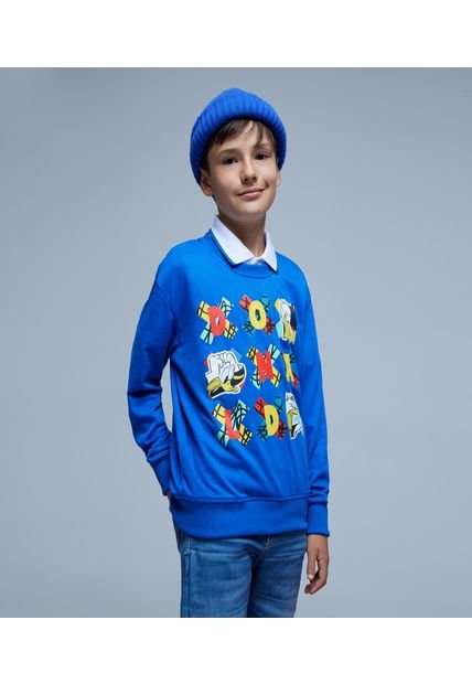 Buzo Para  Niño Ostu Color Azul Material Poliéster 77% Algodón 23%