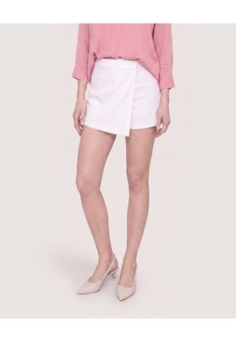Falda Short Mini Checks  Para Mujer Crema Ostu Ostu