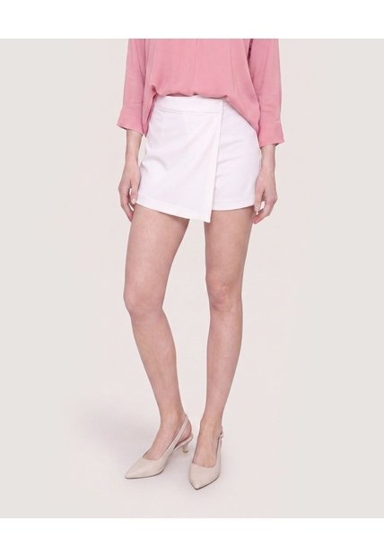 Falda Short Mini Checks  Para Mujer Crema Ostu