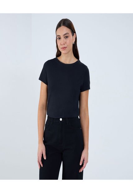 Camiseta Para Mujer Manga Corta Cuello Redondo Color Negro Marca Ostu #40092423