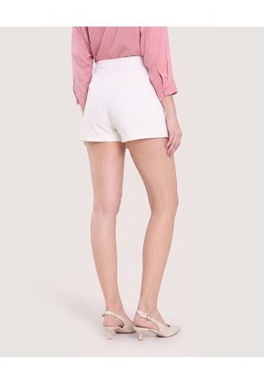 Falda Short Mini Checks  Para Mujer Crema Ostu