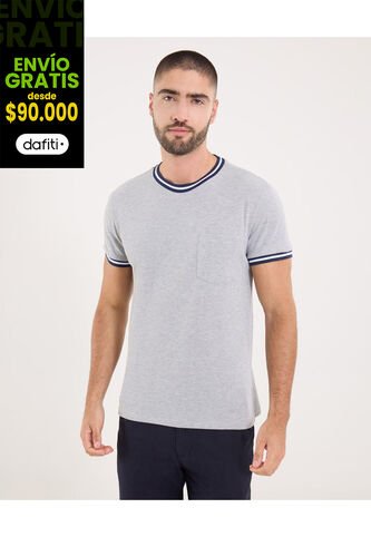 Camiseta Para Hombre Manga Corta Cuello Redondo Color Gris Marca Ostu #60091662 Ostu