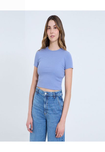 Camiseta Para Mujer Crop Top Color Azul Marca Ostu #40092333