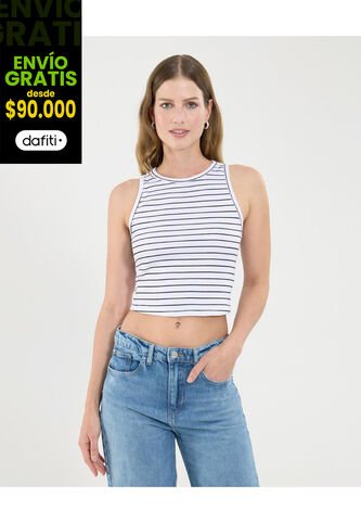 Camiseta Para Mujer Crop Top Manga Sisa Color Blanco Marca Ostu #40092434 Ostu