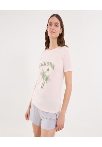 Camiseta Para Mujer Manga Corta Cuello Redondo Color Rosado Marca Ostu #40092490 Ostu