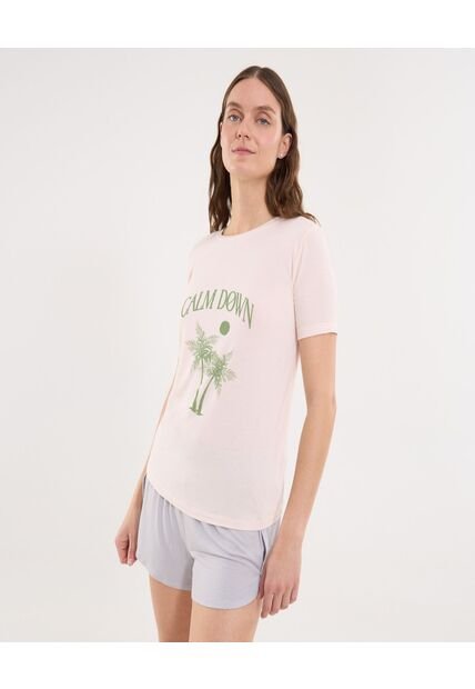 Camiseta Para Mujer Manga Corta Cuello Redondo Color Rosado Marca Ostu #40092490