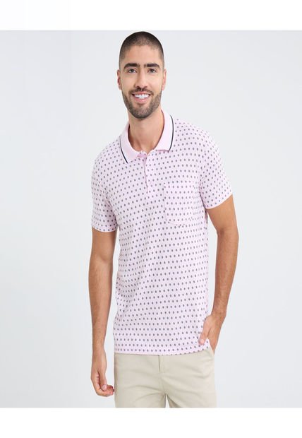 Polo Para Hombre Cuello Tejido Con Bolsillo Color Rosa Marca Ostu #60110746