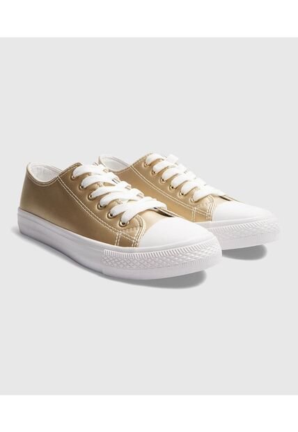 Tenis Para Mujer Canvas Color Dorado Marca Ostu #40720168