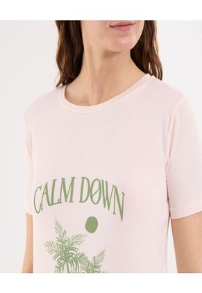 Camiseta Para Mujer Manga Corta Cuello Redondo Color Rosado Marca Ostu #40092490