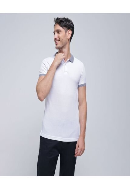 Polo Para Hombre Cuello Tejido Sin Bolsillo Color Blanco Marca Ostu #60110616