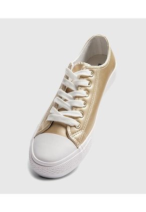 Tenis Para Mujer Canvas Color Dorado Marca Ostu #40720168