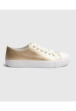 Tenis Para Mujer Canvas Color Dorado Marca Ostu #40720168