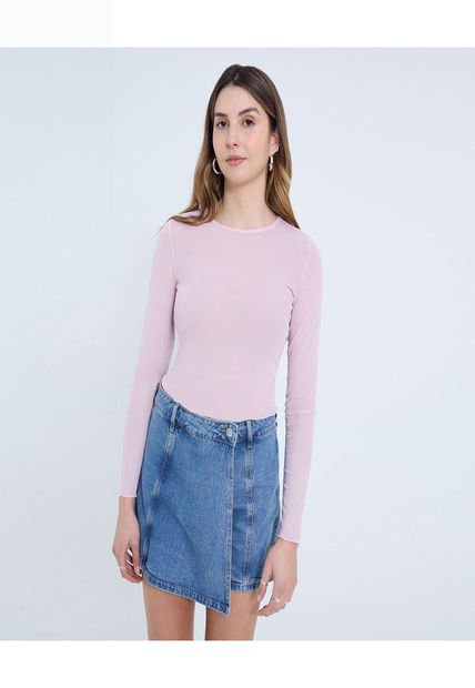 Camiseta Para Mujer Manga Larga Cuello Redondo Color Rosado Marca Ostu #40092445
