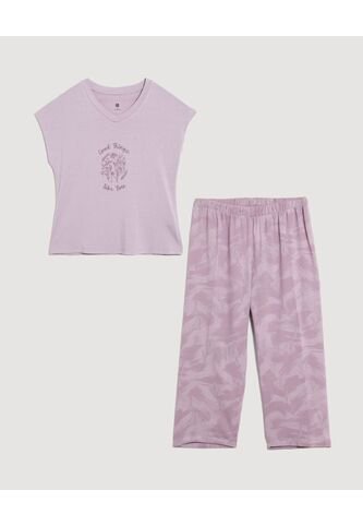 Pijama  Para Mujer M/C Capri Color Lila Marca Ostu #40040423 Ostu
