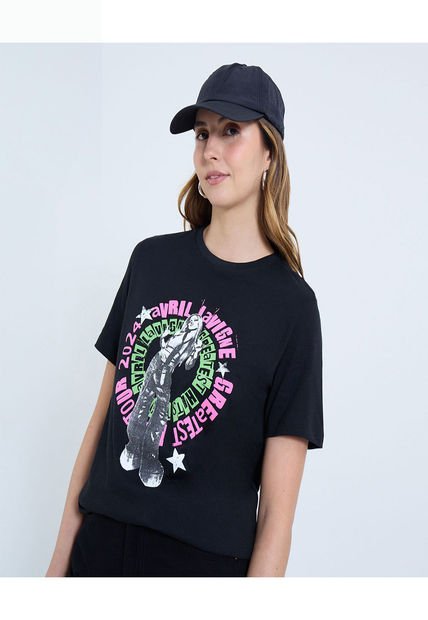 Camiseta Para Mujer Manga Corta Cuello Redondo Color Negro Marca Ostu #40092486