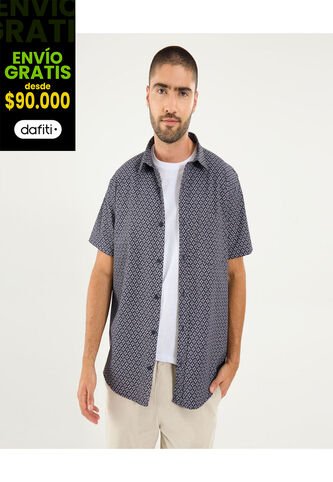 Camisa Para Hombre Manga Corta Con Bolsillo Cuello Casual M Color Azul Marca Ostu #60010822 Ostu