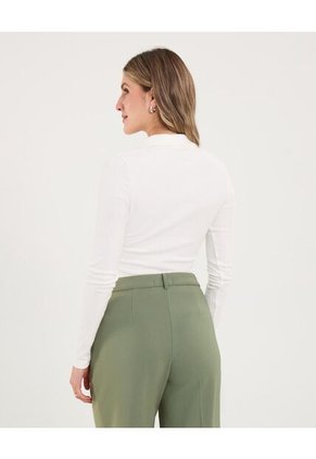 Camiseta Para Mujer Manga Larga Cuello V Color Crema Marca Ostu #40092521