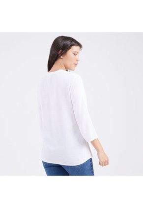 Blusa Para Mujer Manga 3/4 Color Blanco Marca Ostu #40120830