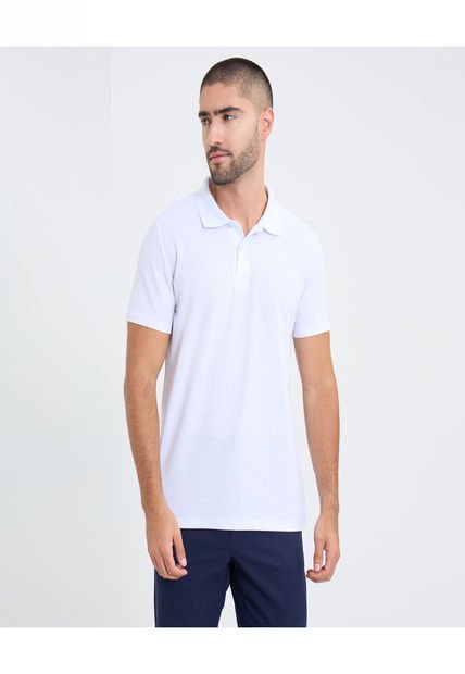 Polo Para Hombre Cuello Tejido Sin Bolsillo Color Blanco Marca Ostu #60110740