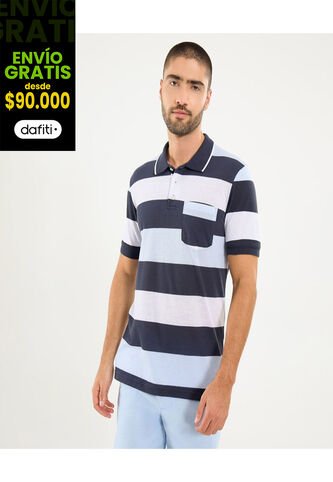 Polo Para Hombre Cuello Tejido Con Bolsillo Color Azul Marca Ostu #60110749 Ostu