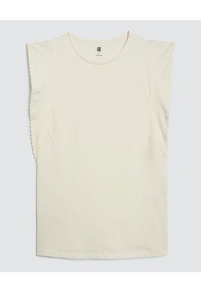 Camiseta Para Mujer Manga Corta Color Crema Marca Ostu #40092036