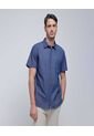 Camisa Para Hombre Manga Corta Con Bolsillo Color Azul  Marca Ostu #60010732 de Ostu