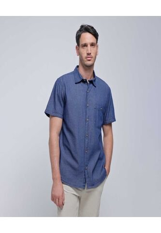 Camisa Para Hombre Manga Corta Con Bolsillo Color Azul  Marca Ostu #60010732 Ostu
