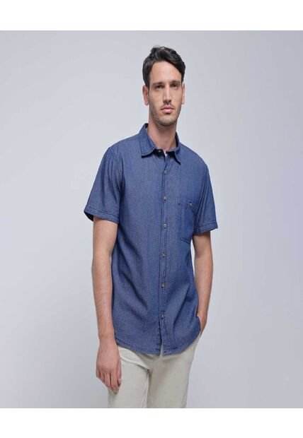 Camisa Para Hombre Manga Corta Con Bolsillo Color Azul  Marca Ostu #60010732