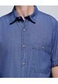 Camisa Para Hombre Manga Corta Con Bolsillo Color Azul  Marca Ostu #60010732 de Ostu