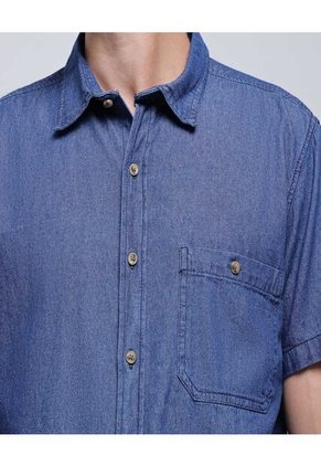 Camisa Para Hombre Manga Corta Con Bolsillo Color Azul  Marca Ostu #60010732