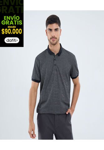 Polo Para Hombre Cuello Tejido Sin Bolsillo Color Negro Marca Ostu #60110758 Ostu