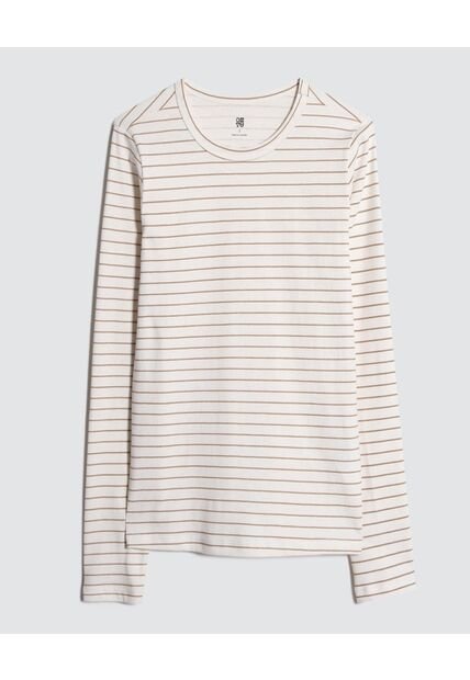 Camiseta Para Mujer Manga Larga Color Beige Marca Ostu #40092022