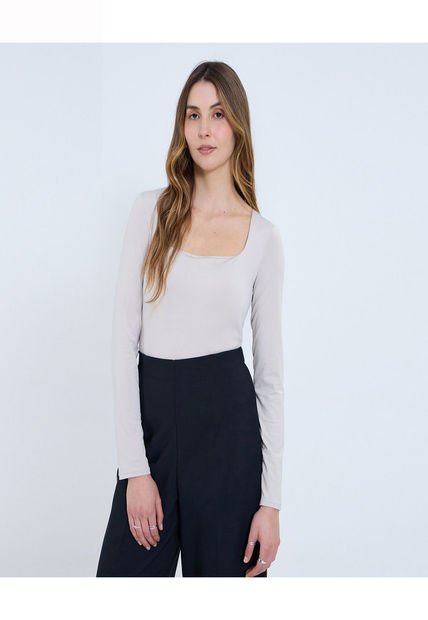 Camiseta Para Mujer Manga Larga Moda Color Beige Marca Ostu #40092412