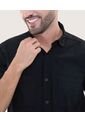 Camisa Para Hombre Manga Corta Con Bolsillo Color Negro Marca Ostu #60010675 de Ostu