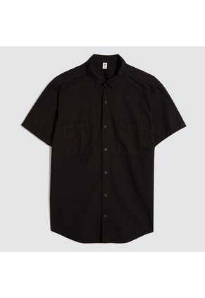 Camisa Para Hombre Manga Corta Con Bolsillo Color Negro Marca Ostu #60010675