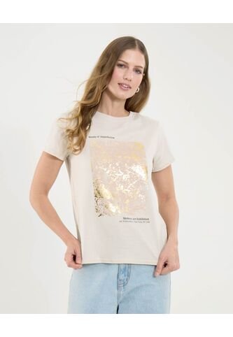 Camiseta Para Mujer Manga Corta Color Beige Marca Ostu #40092252 Ostu