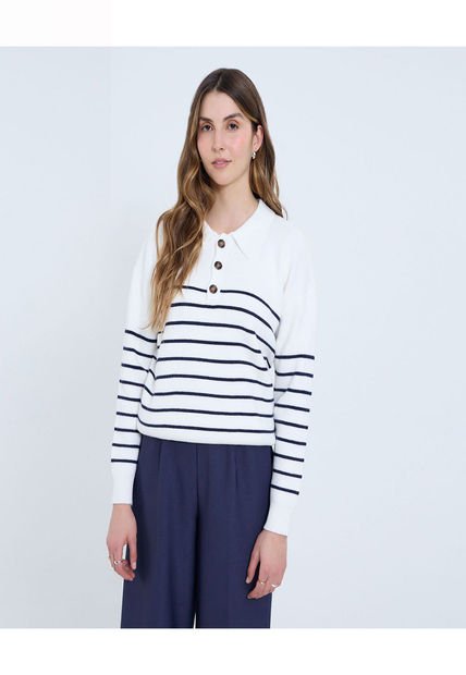 Saco Para Mujer Cuello Camisero Color Crema Marca Ostu #40330089