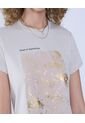Camiseta Para Mujer Manga Corta Color Beige Marca Ostu #40092252 de Ostu