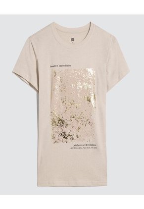 Camiseta Para Mujer Manga Corta Color Beige Marca Ostu #40092252