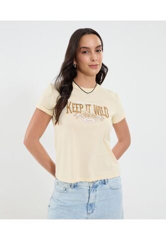 Camiseta Para Mujer Manga Corta Cuello Redondo Color Amarillo Marca Ostu #40092510 Ostu