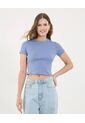 Camiseta Para Mujer Crop Top Color Azul Marca Ostu #40092333 de Ostu