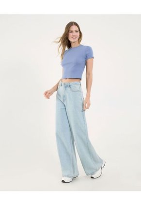 Camiseta Para Mujer Crop Top Color Azul Marca Ostu #40092333