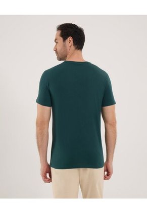 Camiseta Para Hombre Manga Corta Cuello Henley Color Verde  Marca Ostu #60091424